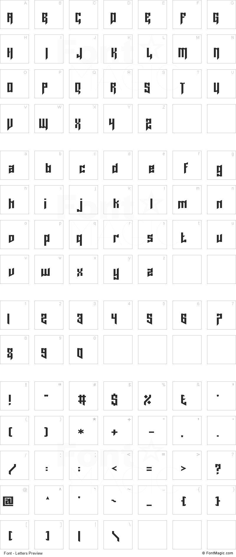 Lord Juusai Font - All Latters Preview Chart